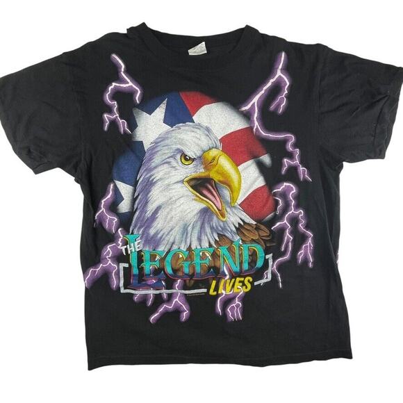 Vintage The Legend Lives USA Thunder Bald Eagle Lightning t-shirt single stitch - Picture 1 of 4